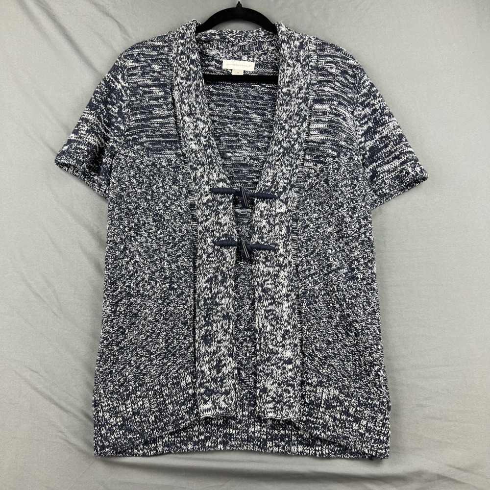 Christopher & Banks Cardigan Womens Medium Toggle Shawl Collar Marled Navy Blue